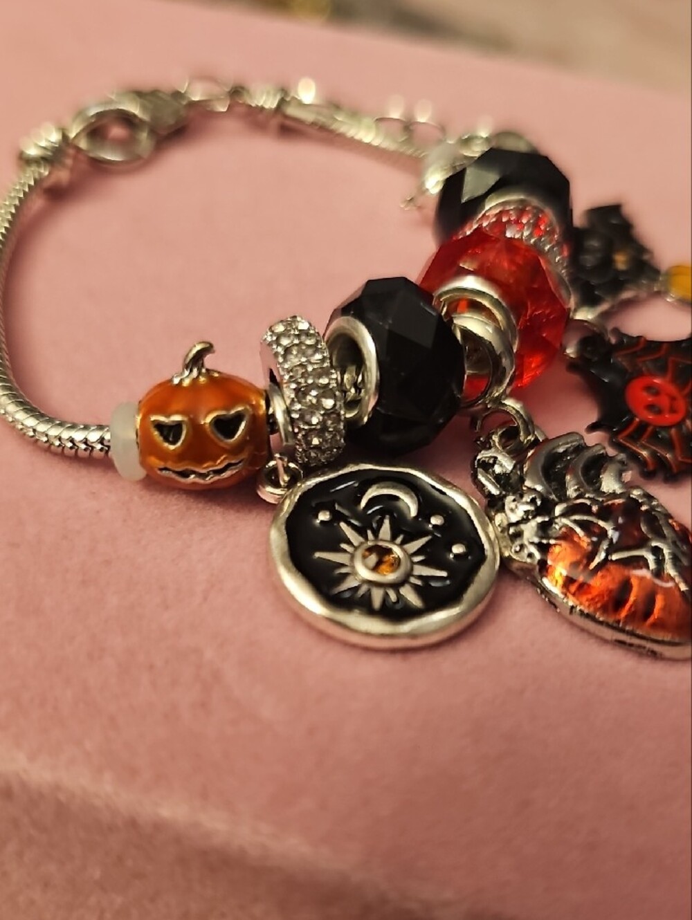 Halloween Charm Bracelet with Orange and Black Beads - Picture 3 of 3